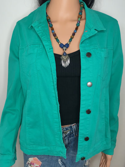 Veste Coton Vert Afibel – Casual & Élégante - Taile 38/40