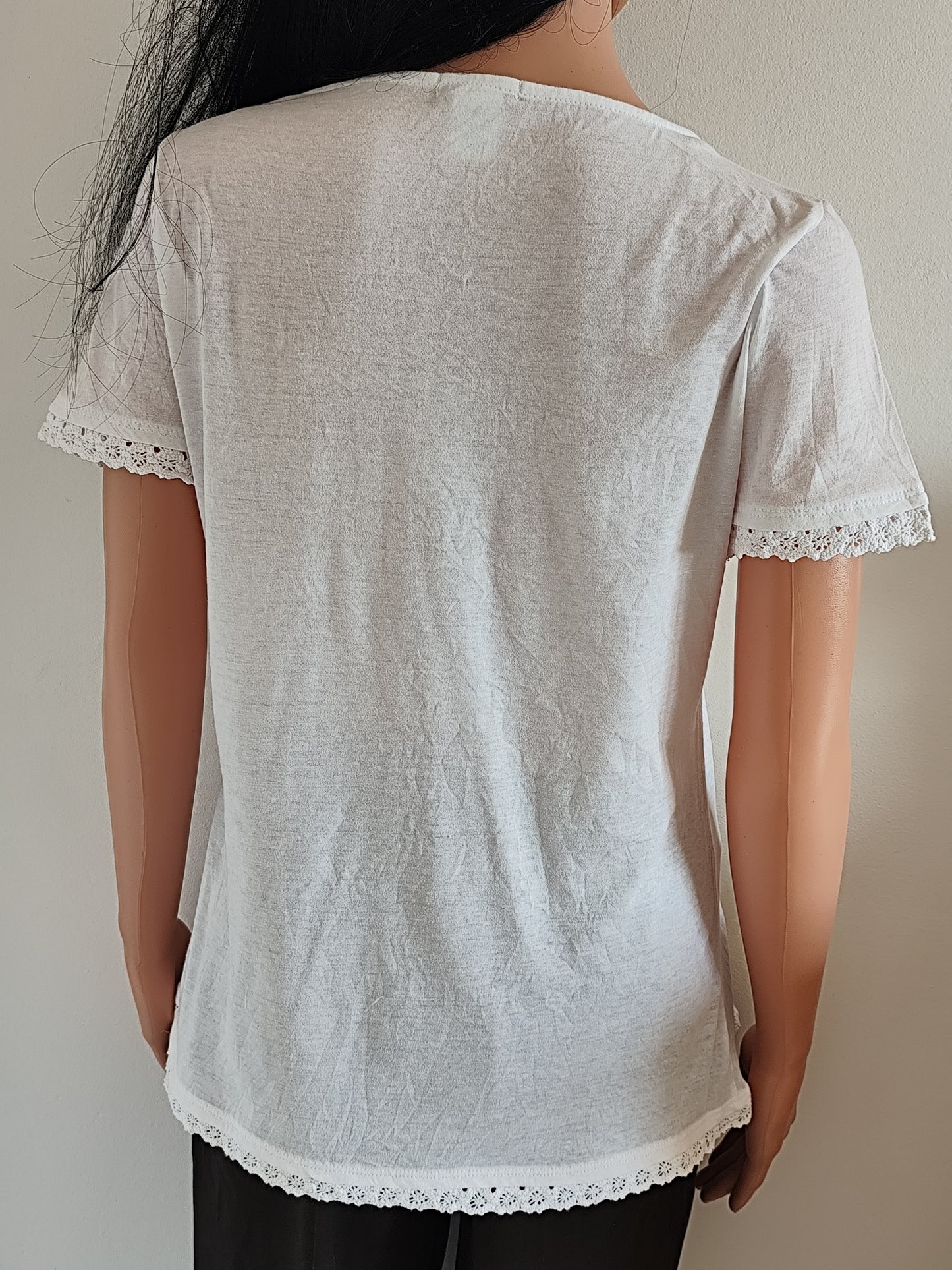 🤍 Haut Blanc Anne Weyburn –  Dentelle & Finitions Bohèmes - Taille 38/40