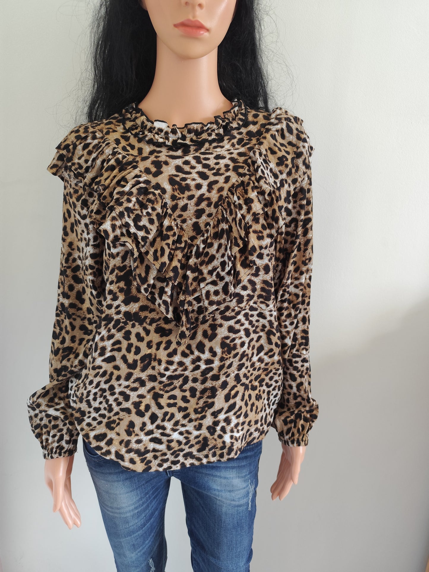 Blouse léopard à volants – Object – taille 38
