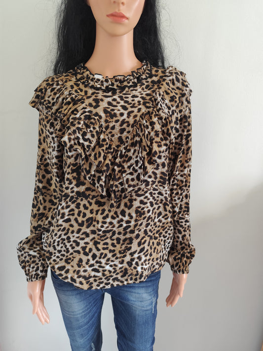 Blouse léopard à volants – Object – taille 38