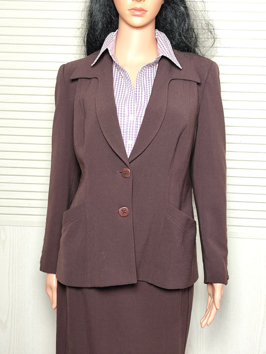 Tailleur jupe couleur prune Montigny Paris – Veste 44 / Jupe 42