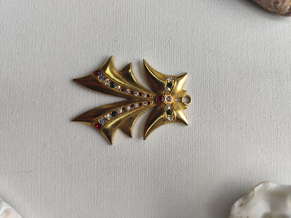 ✨ Pendentif Vintage Feuille Gothique – Métal Doré & Relief Finement Travaillé