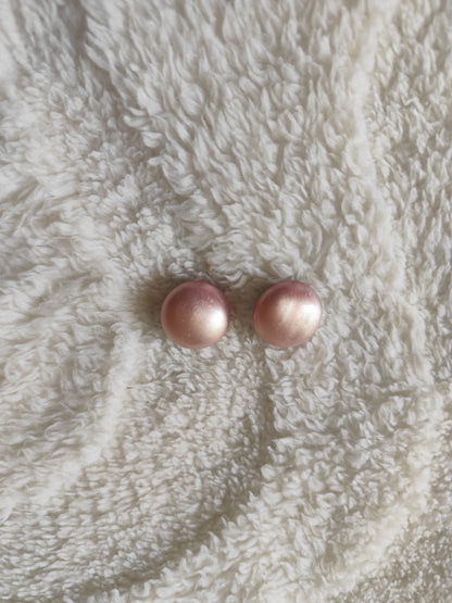 Boucles oreilles à clip rose nacré