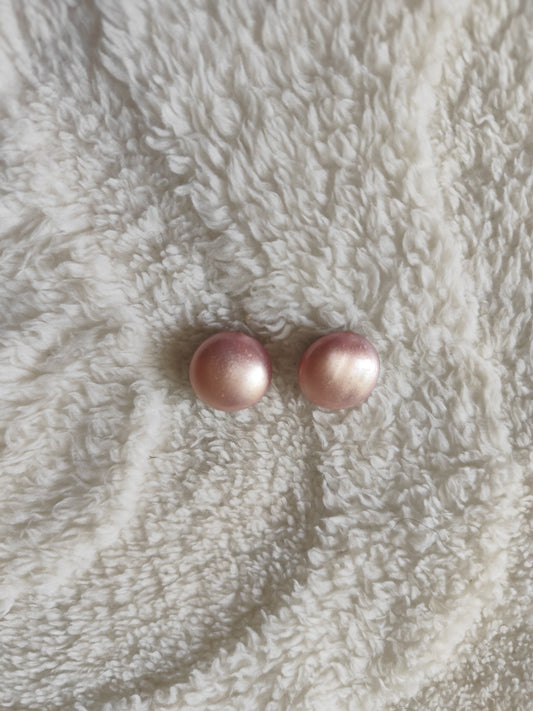 Boucles oreilles à clip rose nacré