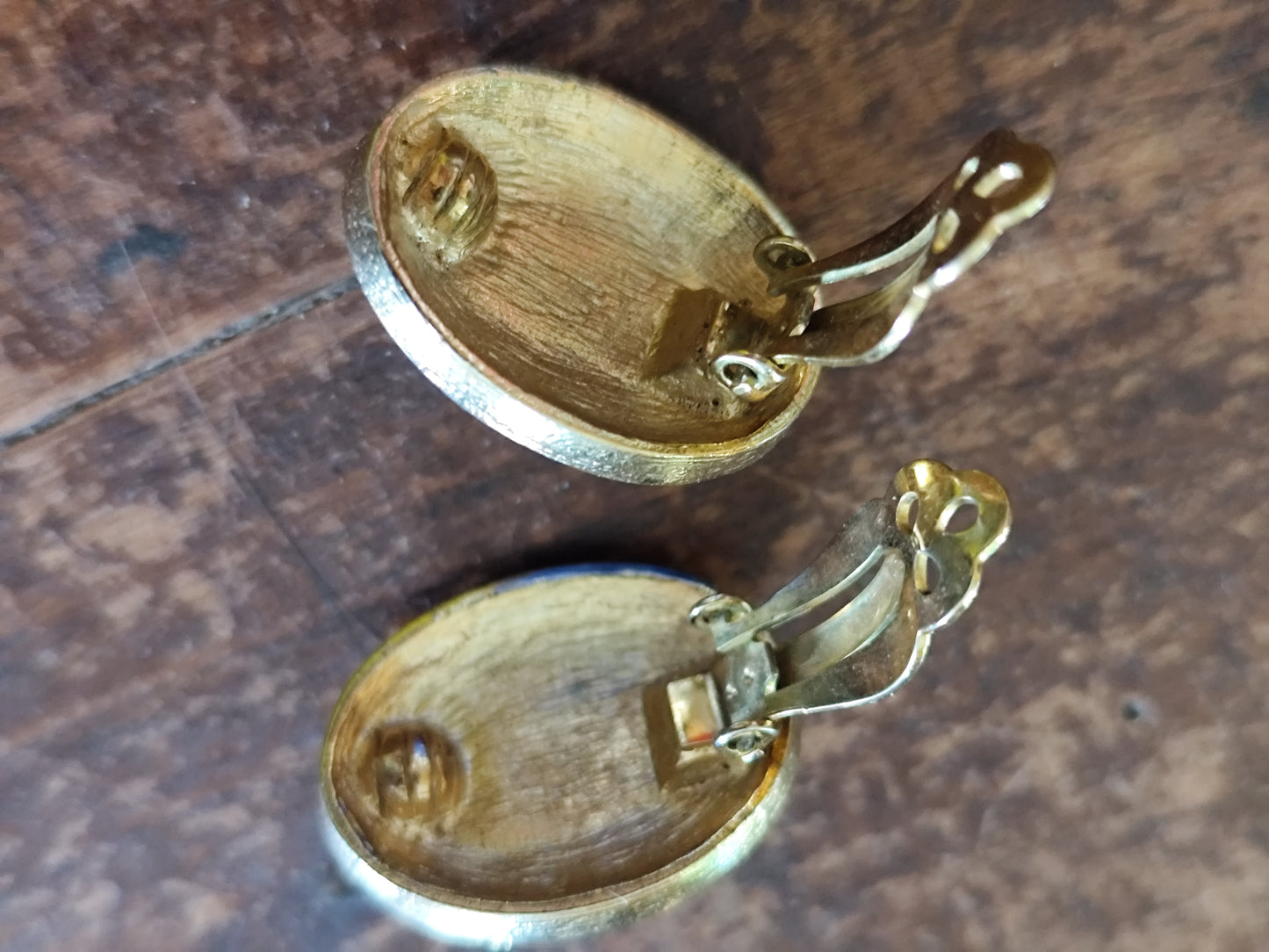 Boucles d’oreilles ovales bleues à strass – Vintage années 80