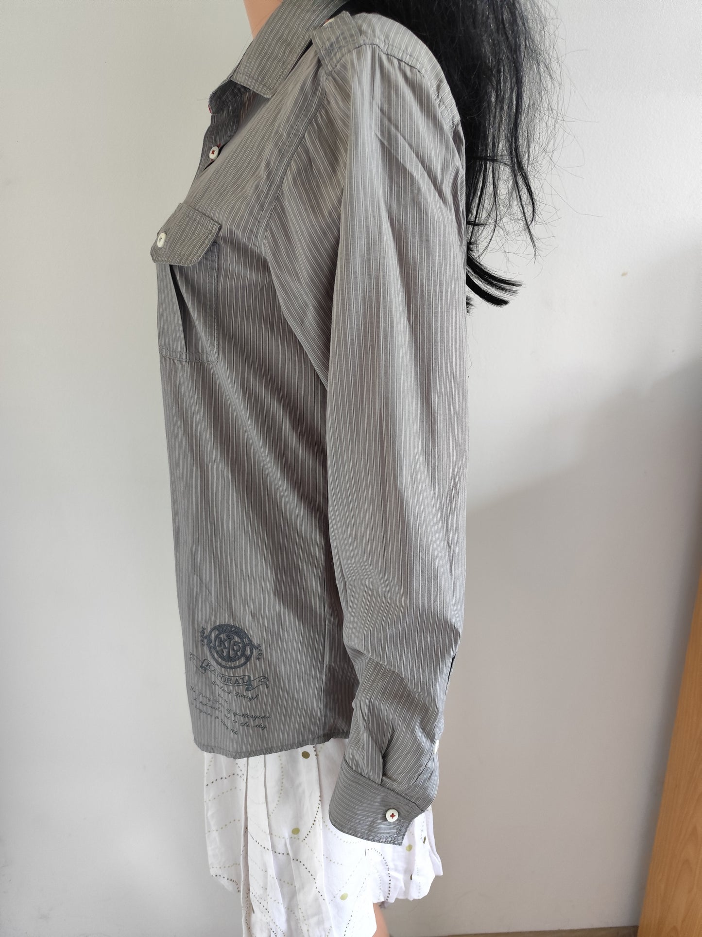 Chemise homme Kaporal grise rayée – 100% coton – Taille S