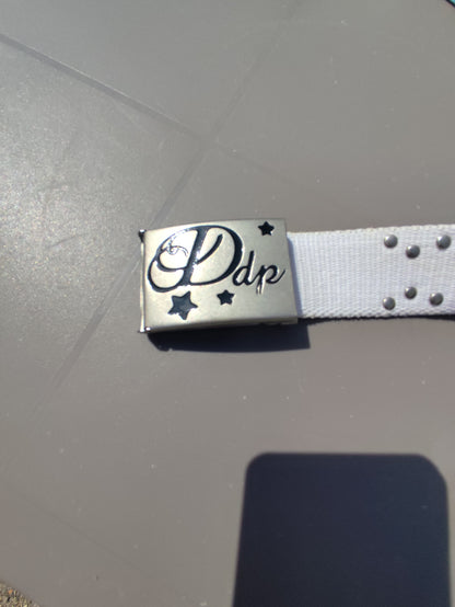 Ceinture blanche cloutée Melle DDP - 95 cm
