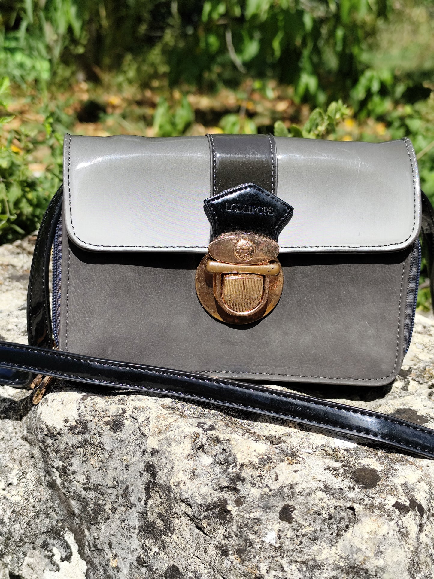 Sac bandoulière Lollipops mini – gris et noir – 18x11 cm