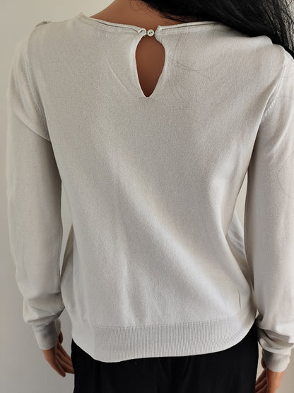 Pull blanc col brodé NAF NAF – Taille  36/38