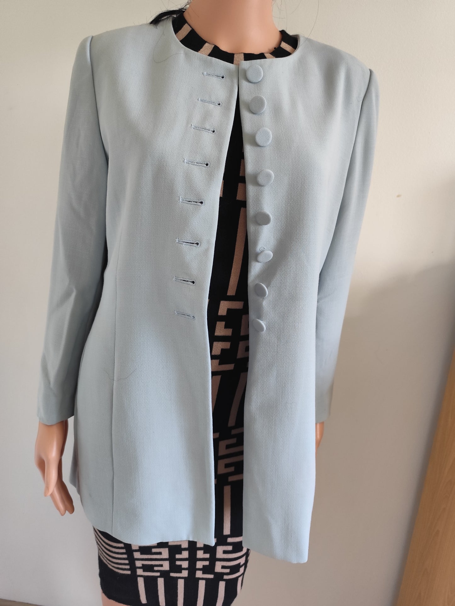 Veste longue droite bleue clair -Marque 1 2 3 – Taille 38