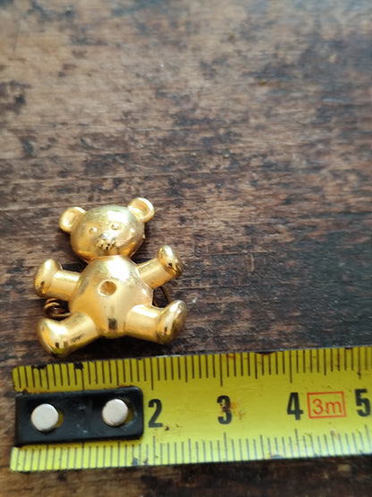 Broche vintage ourson doré