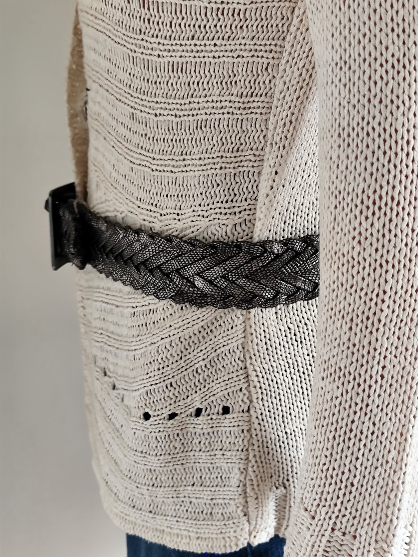 Ceinture Tressée Argentée Bohème – 90 cm