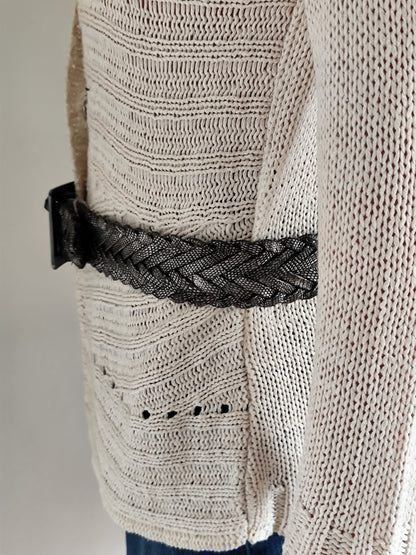 Ceinture Tressée Argentée Bohème – 90 cm