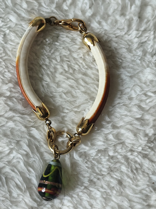 Parure collier et bracelet dent de castor