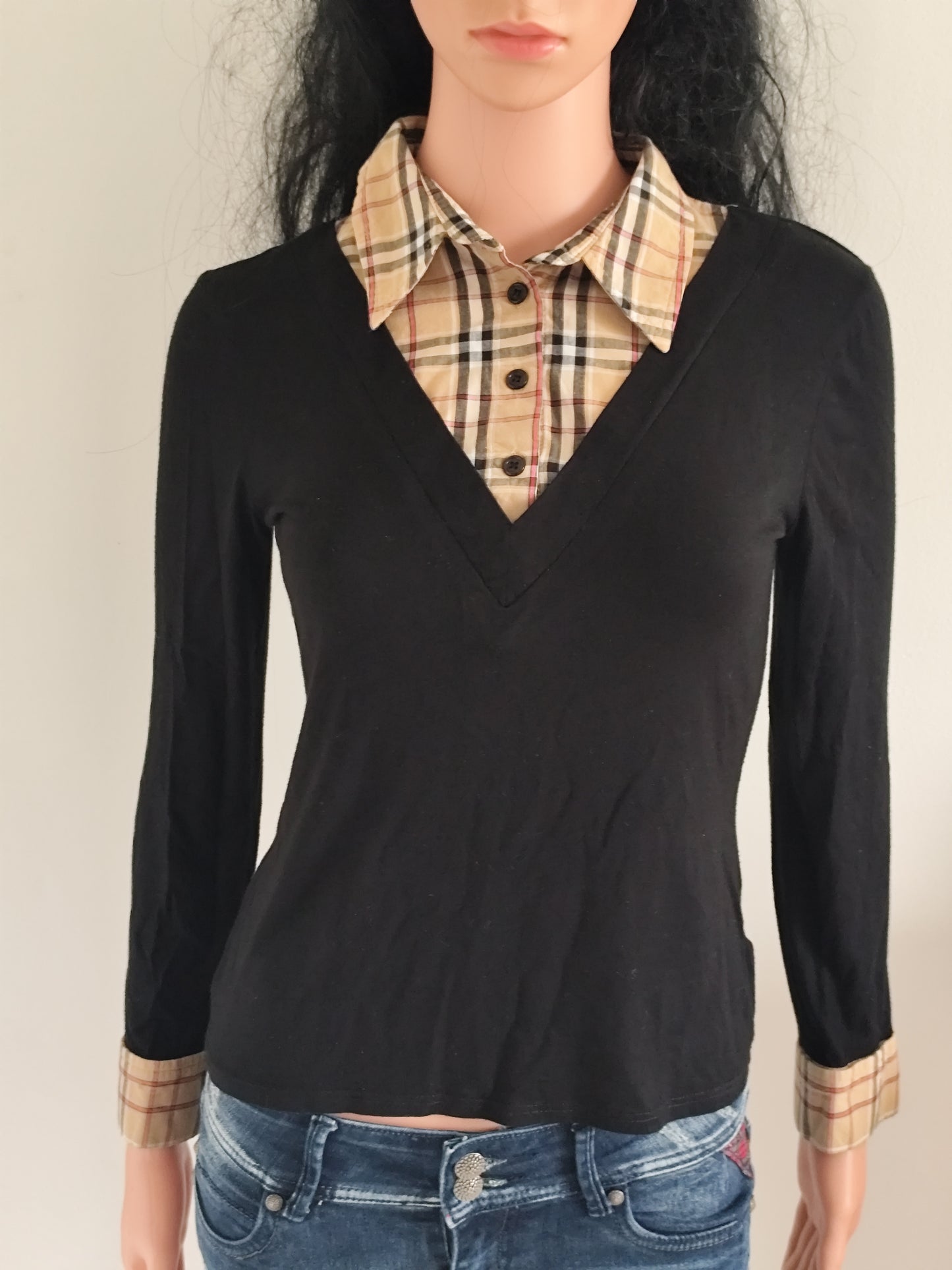 Top noir col chemise écossais Xanaka y2k - Taille 36/38