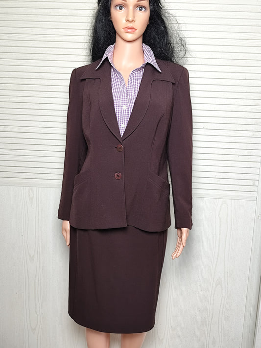 Tailleur jupe couleur prune Montigny Paris – Veste 44 / Jupe 42