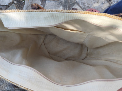 Sac panier avec perles en fibres naturelles