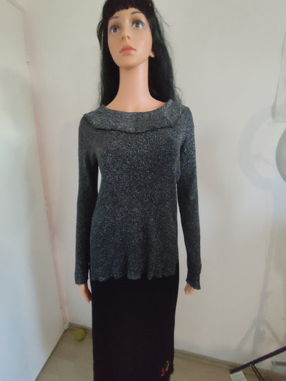 Haut fluide col bateau lurex argenté  - Taille 36/38