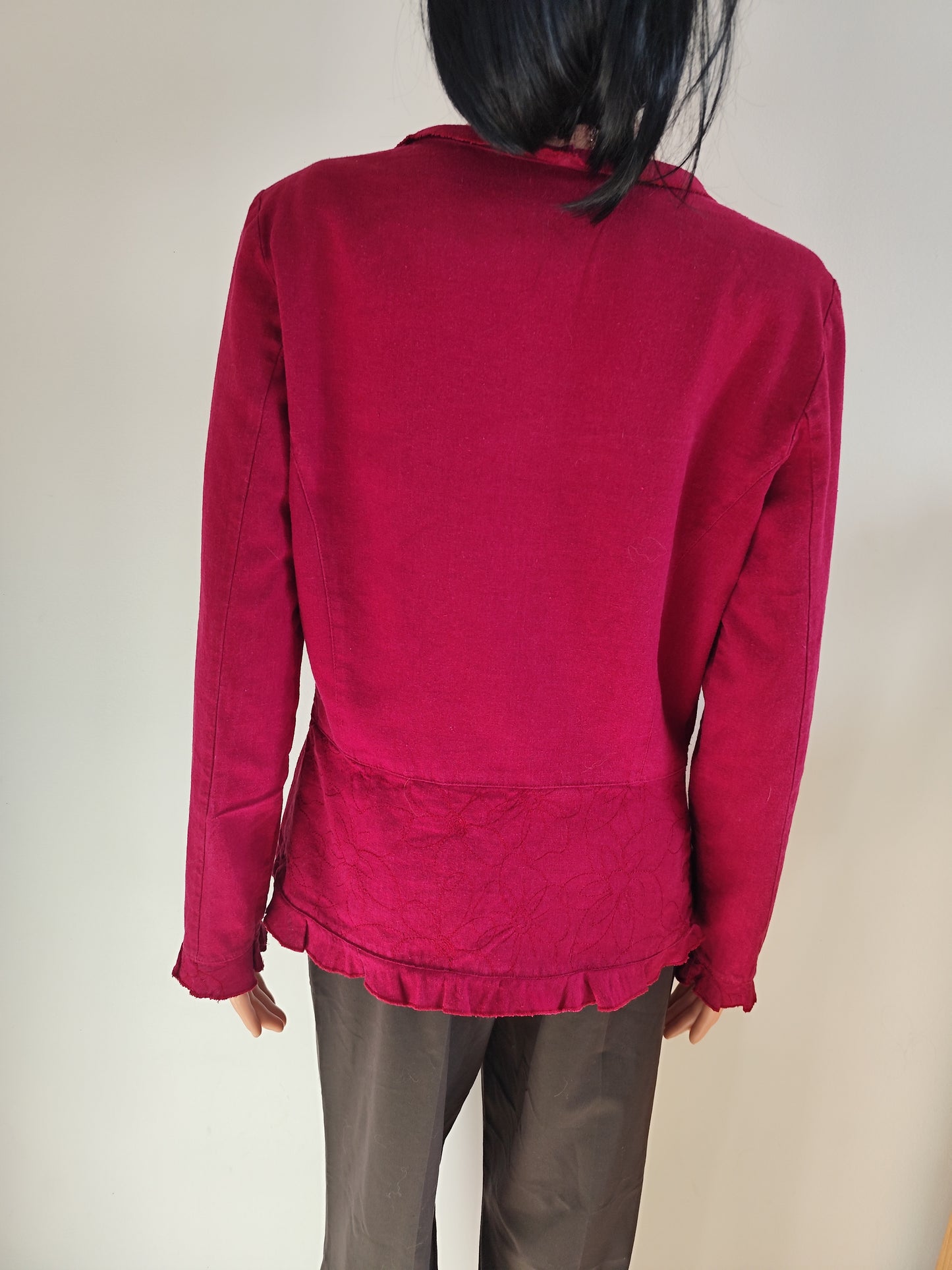 Veste Rouge en Lin Mélangé – Élégance Décontractée - Taille 40/42