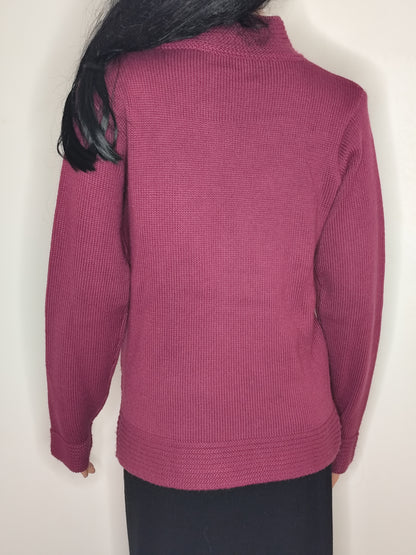 Pull col montant framboise – laine mélangée -  Taille 38/40