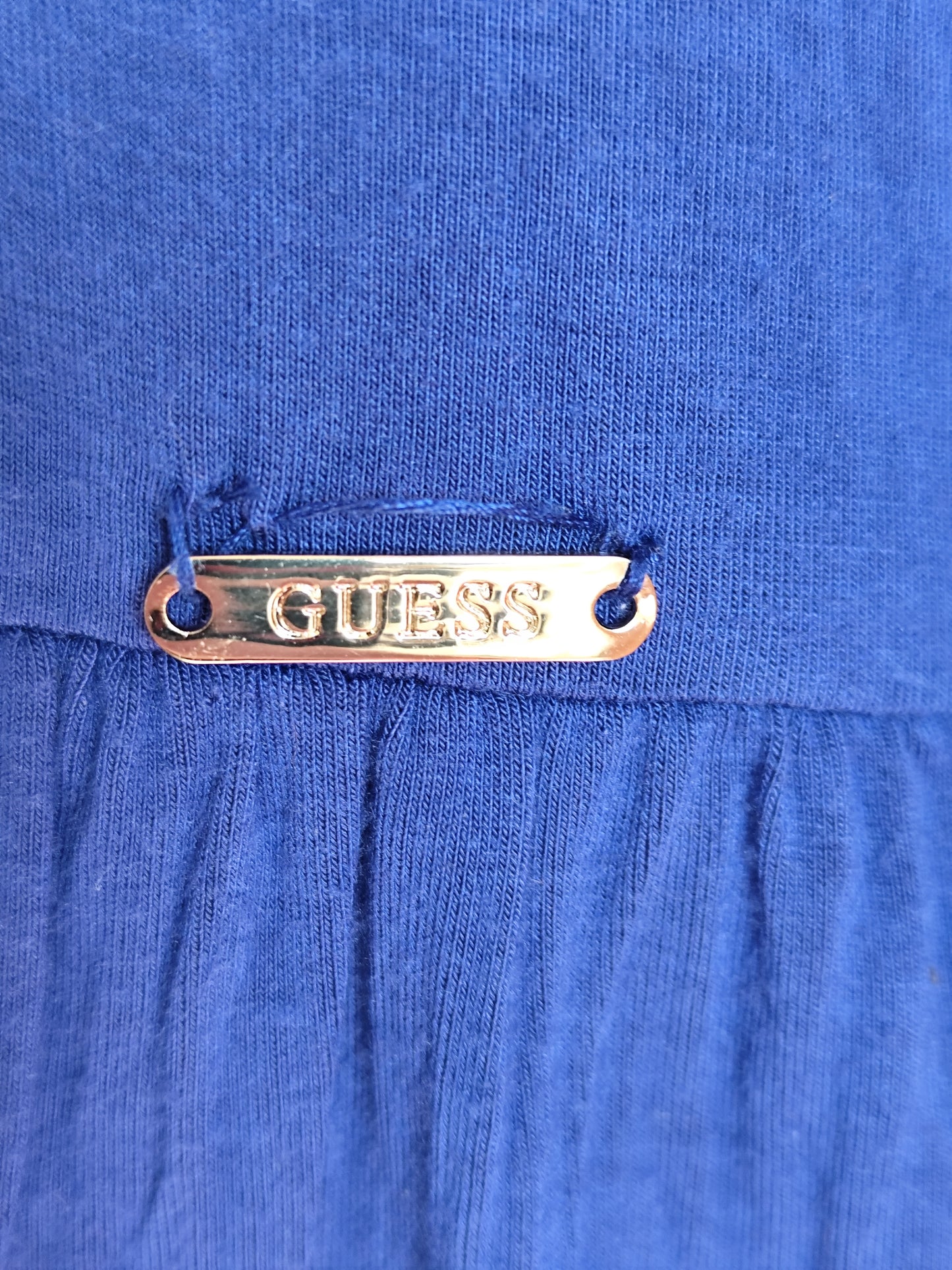 💙 Haut Sans Manche Guess – Bleu Électrique – Dos Dentelle Transparente – Taille 36/38