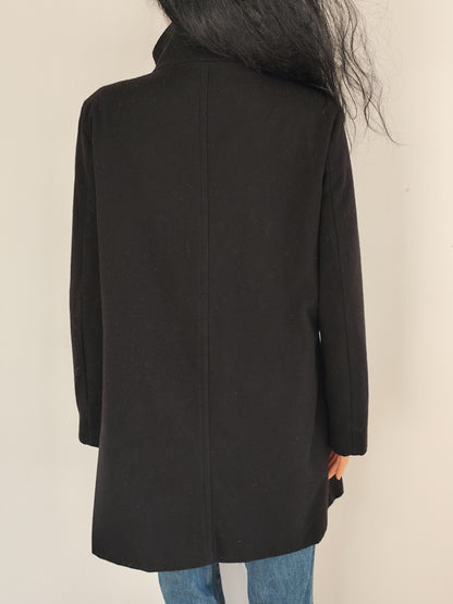 Manteau noir Bleu Bonheur col officier  - Taille 40