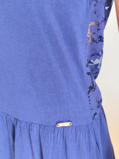 💙 Haut Sans Manche Guess – Bleu Électrique – Dos Dentelle Transparente – Taille 36/38