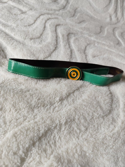 Ceinture verte vintage en croûte de cuir – Lutèce – 80 cm