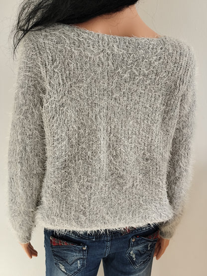 Pull duveteux gris clair Cache Cache – T. 40 &nbsp;(convient 38/40)