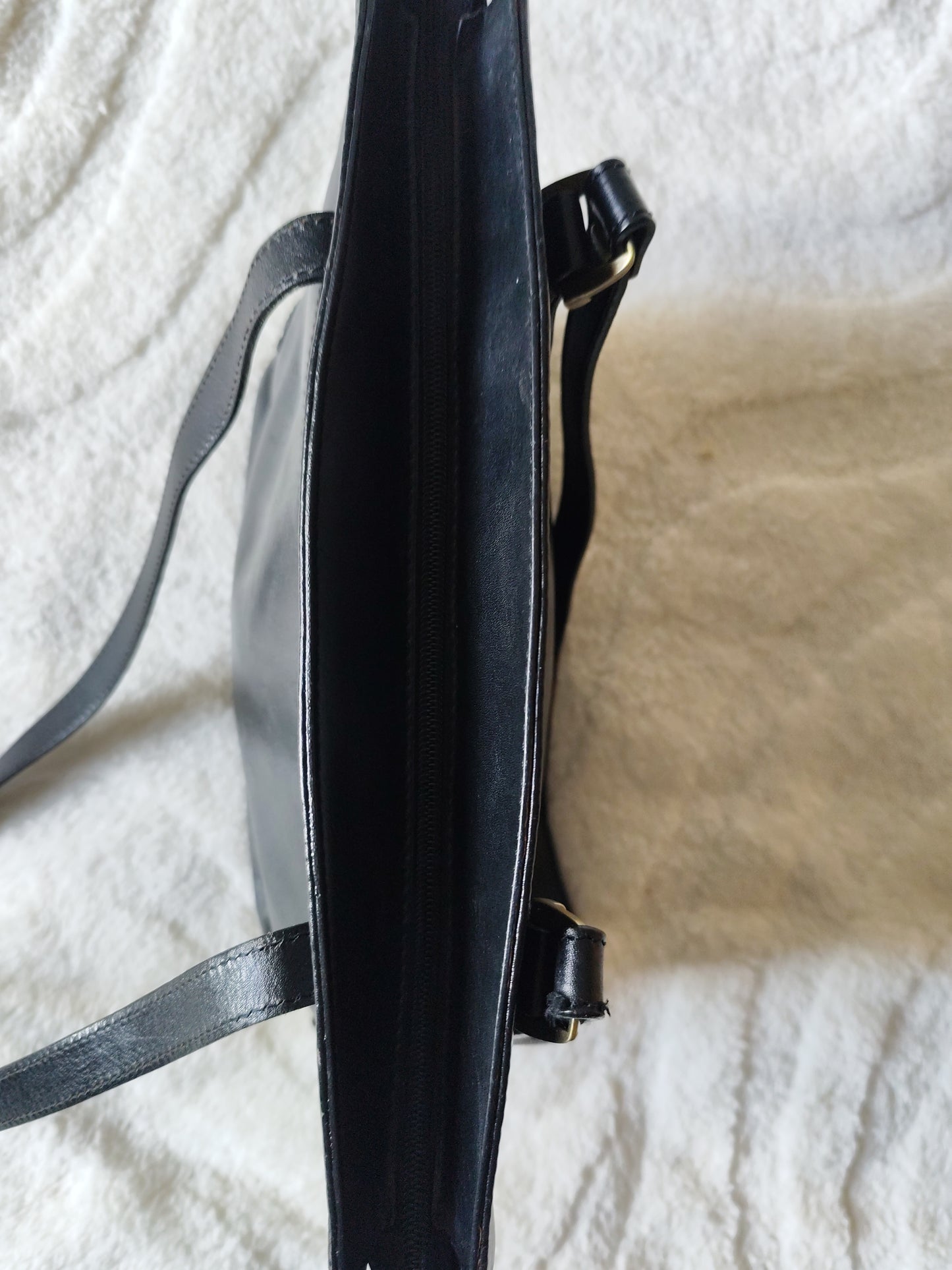 Sac cabas en cuir noir Hexagona