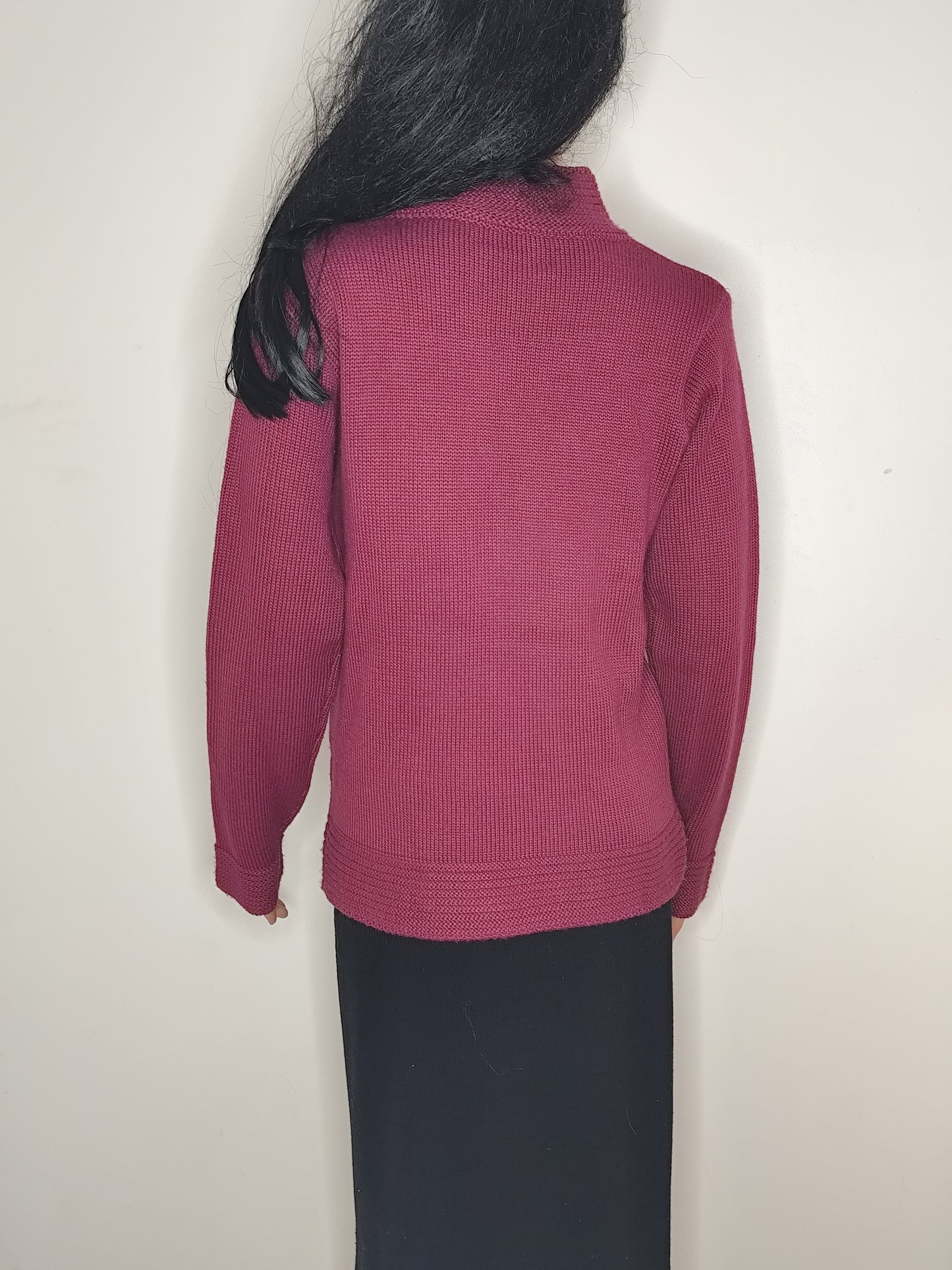 Pull col montant framboise – laine mélangée -  Taille 38/40