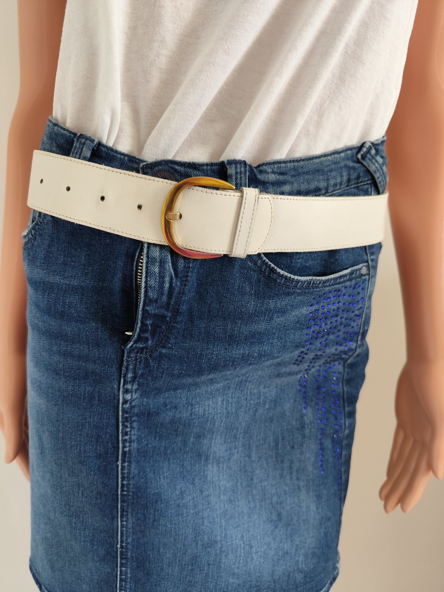 Ceinture cuir véritable blanche – 85 cm