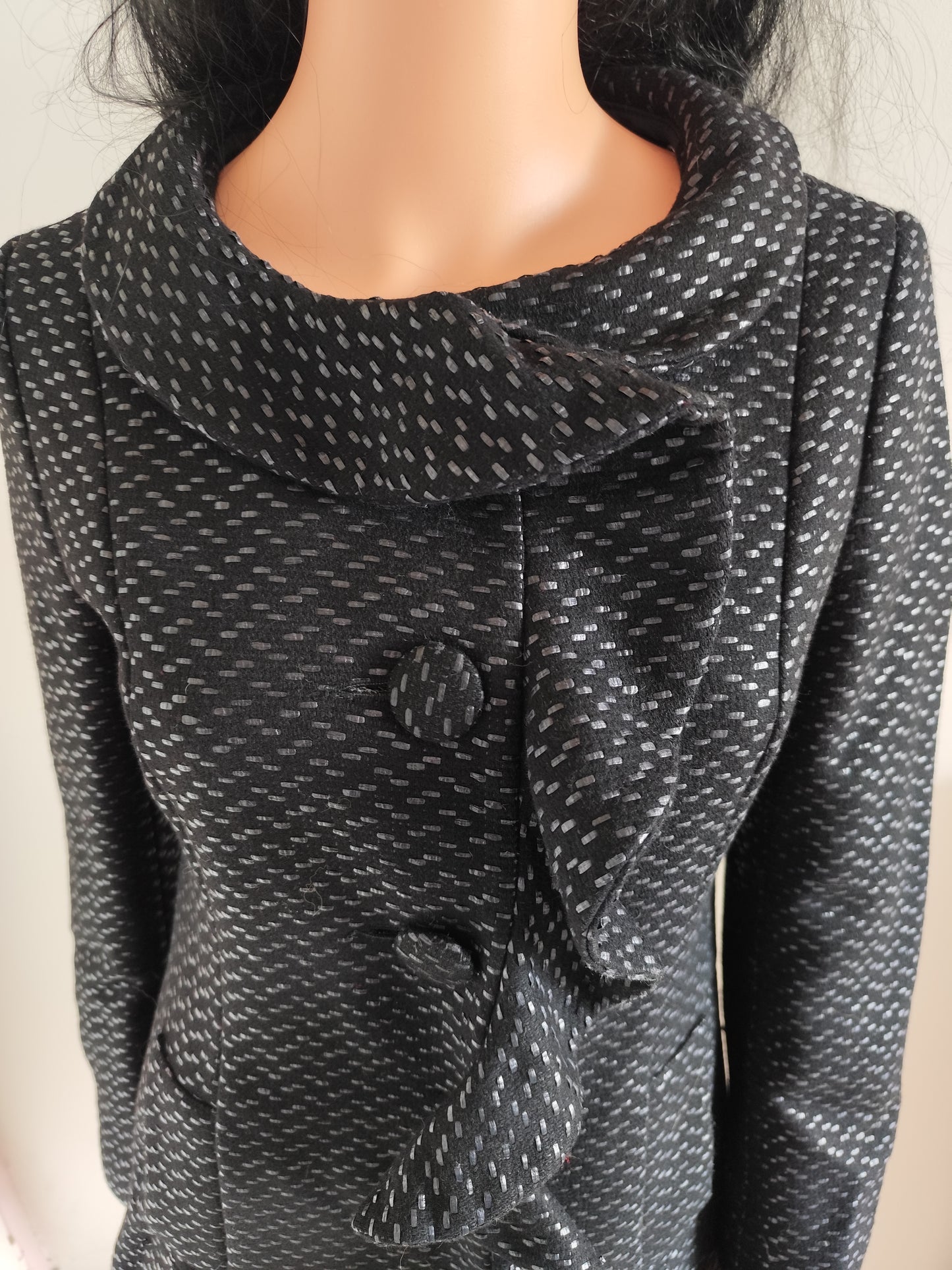 Manteau noir texturé à col structuré– Naf naf – Taille 38