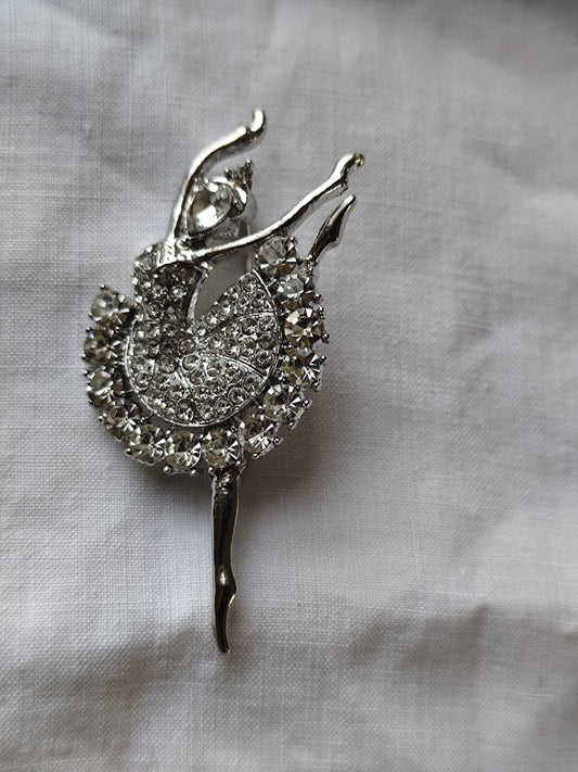 Broche Ballerine Étincelante en Strass