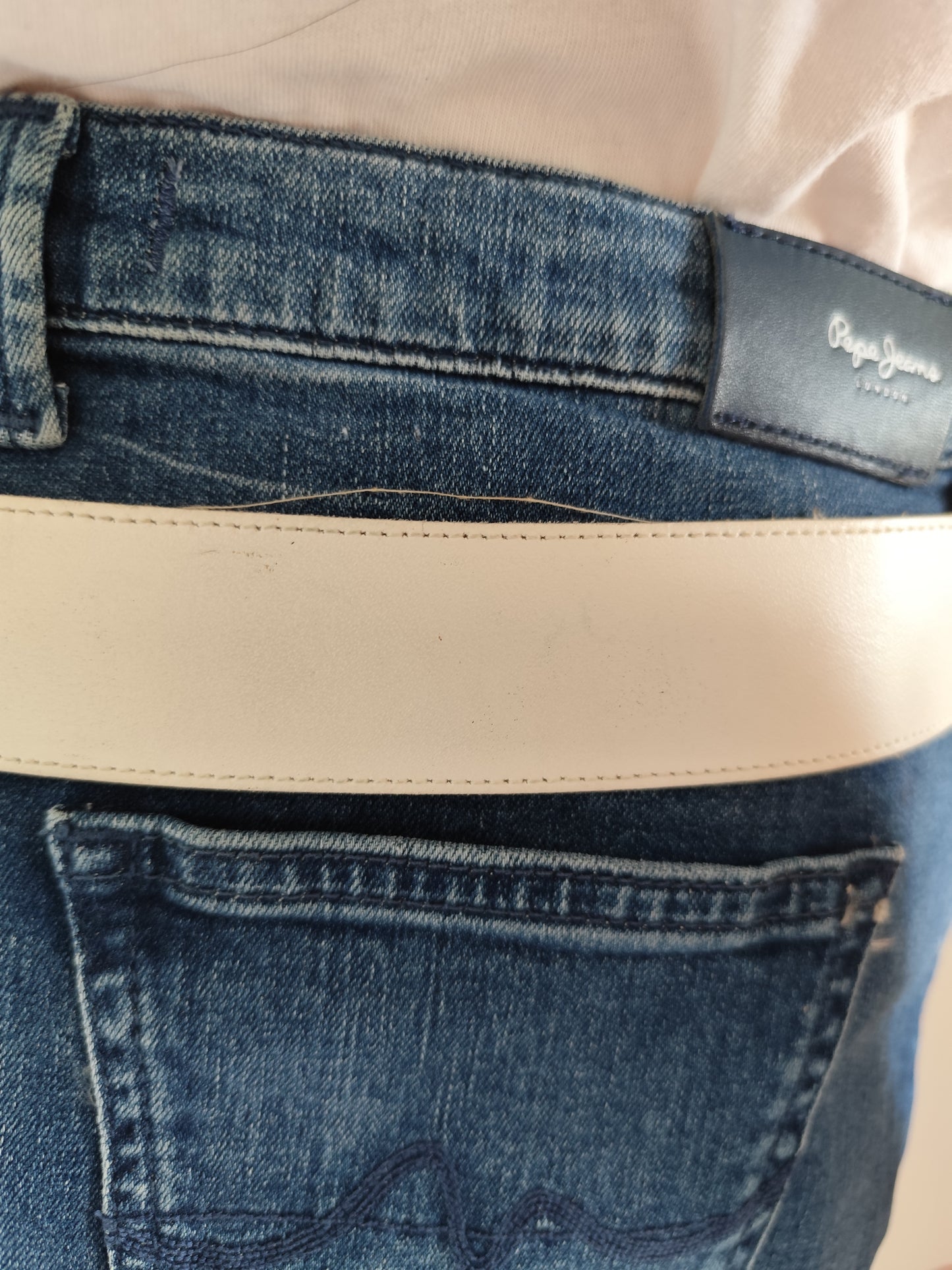 Ceinture cuir véritable blanche – 85 cm