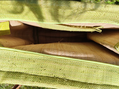 Sac cabas structuré vert anis – fermeture zippée – 32x34x13 cm