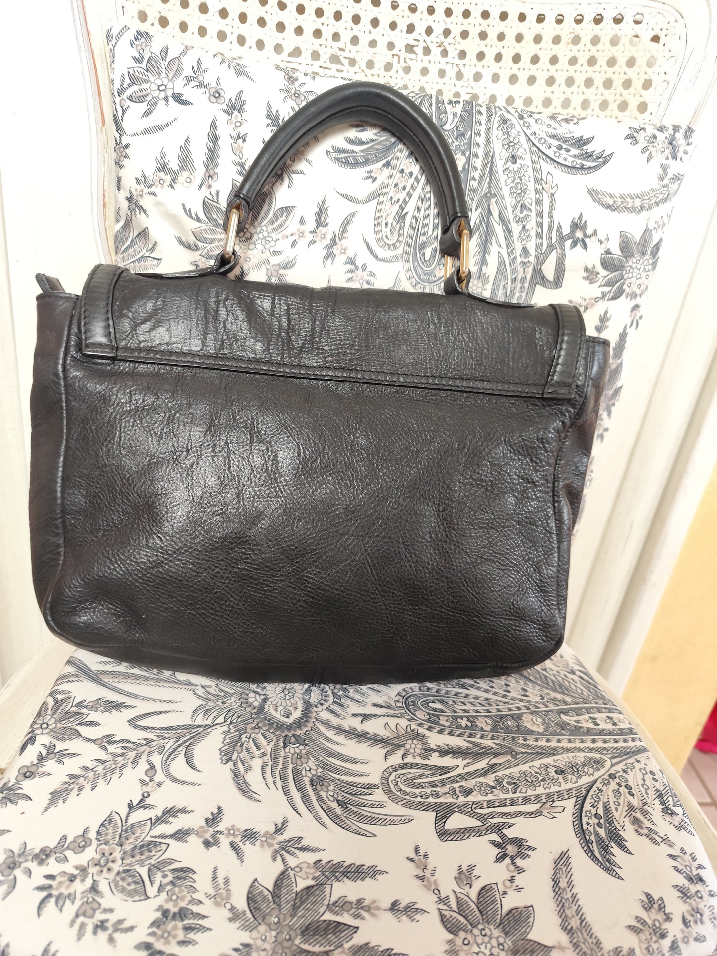 Sac cartable noir en cuir – Minelli – 36x20x10 cm