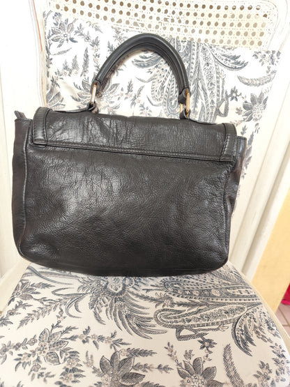 Sac cartable noir en cuir – Minelli – 36x20x10 cm