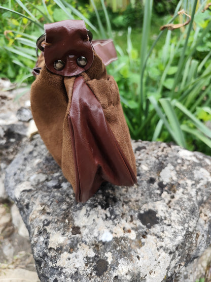 Sac épaule style suédine marron - petit format vintage