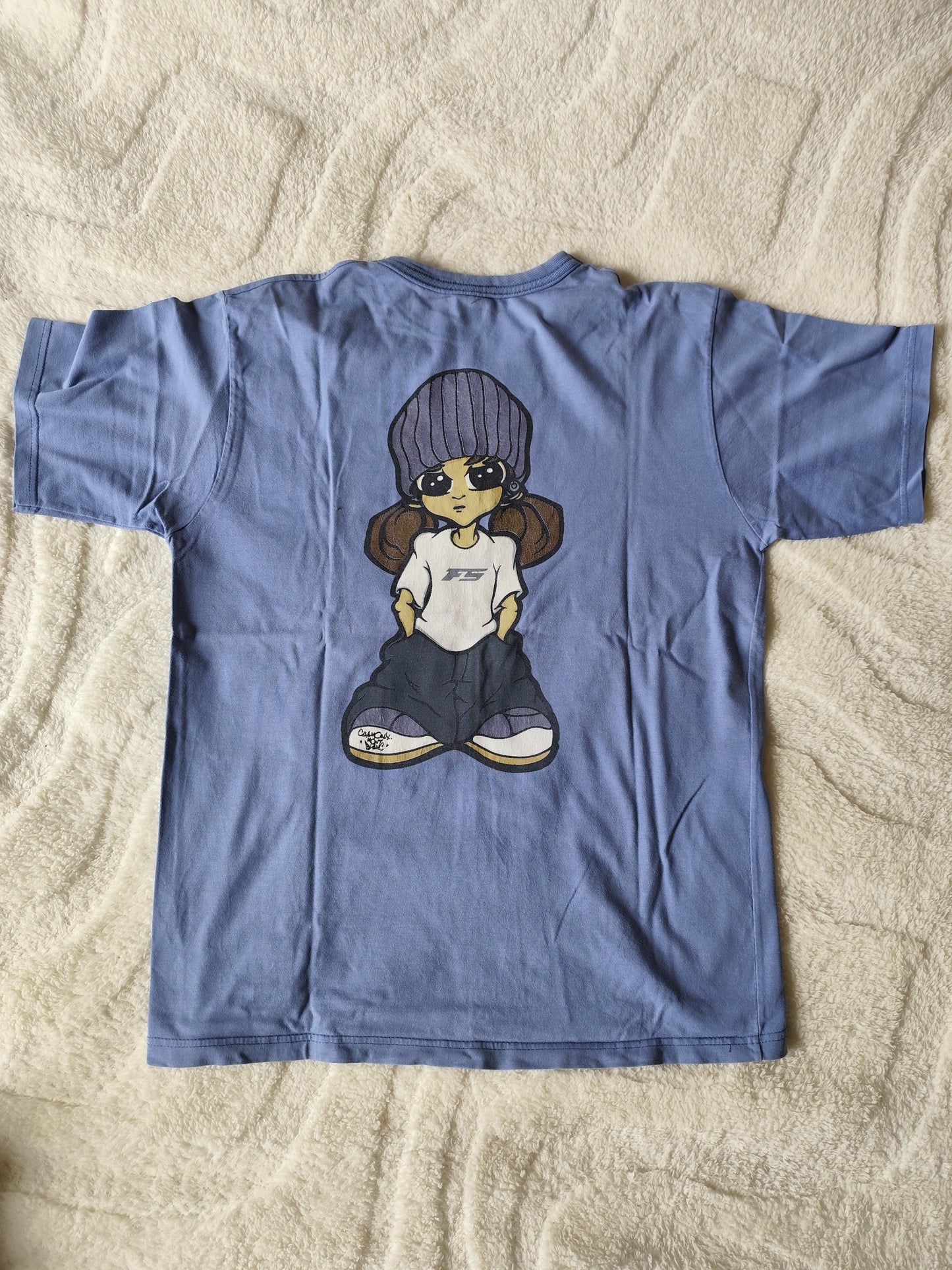 T-shirt vintage Spirit bleu cartoon – Taille M (oversize)