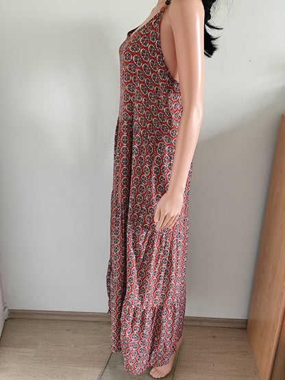 📸 Robe longue dos nu à motif ethnique – CC Collection – T. L/XL