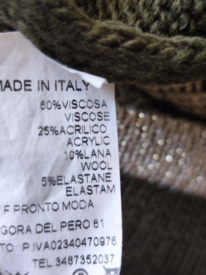 Pull kaki à cœurs – Made in Italy – Taille oversize 42 au 48