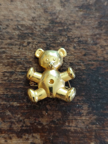 Broche vintage ourson doré