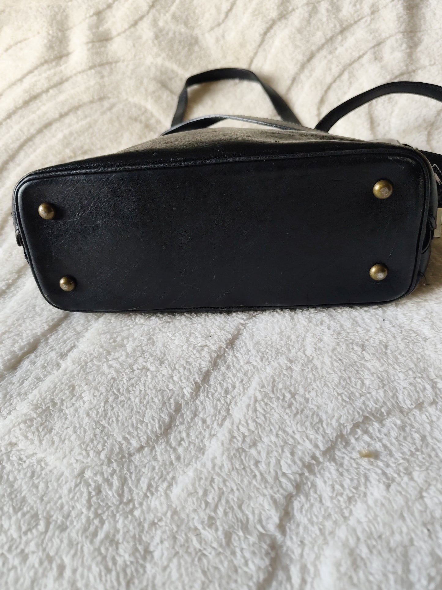 Sac cabas en cuir noir Hexagona