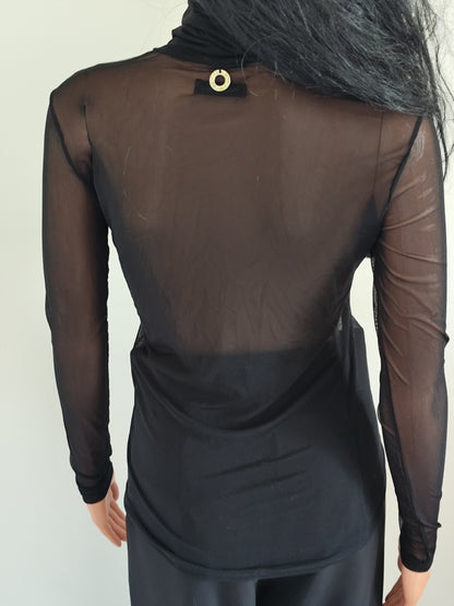 Top transparent noir à col montant Diego Reiga – T.38