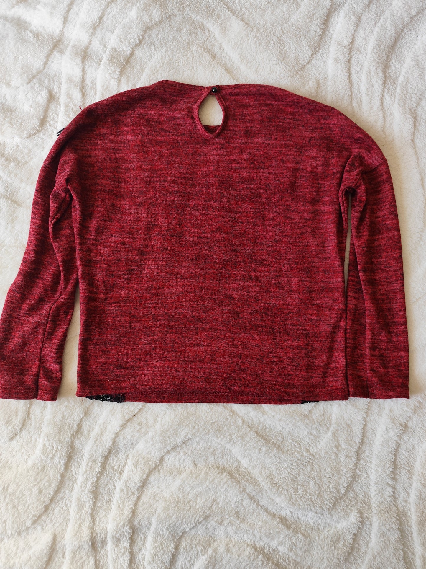 Top rouge chiné avec dentelle noire – Morgan – Taille S (convient M)