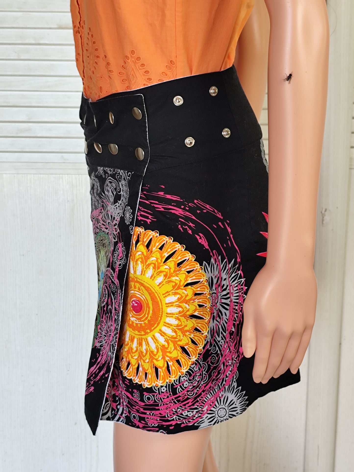 Jupe réversible Coton du Monde motifs mandalas - Taille unique