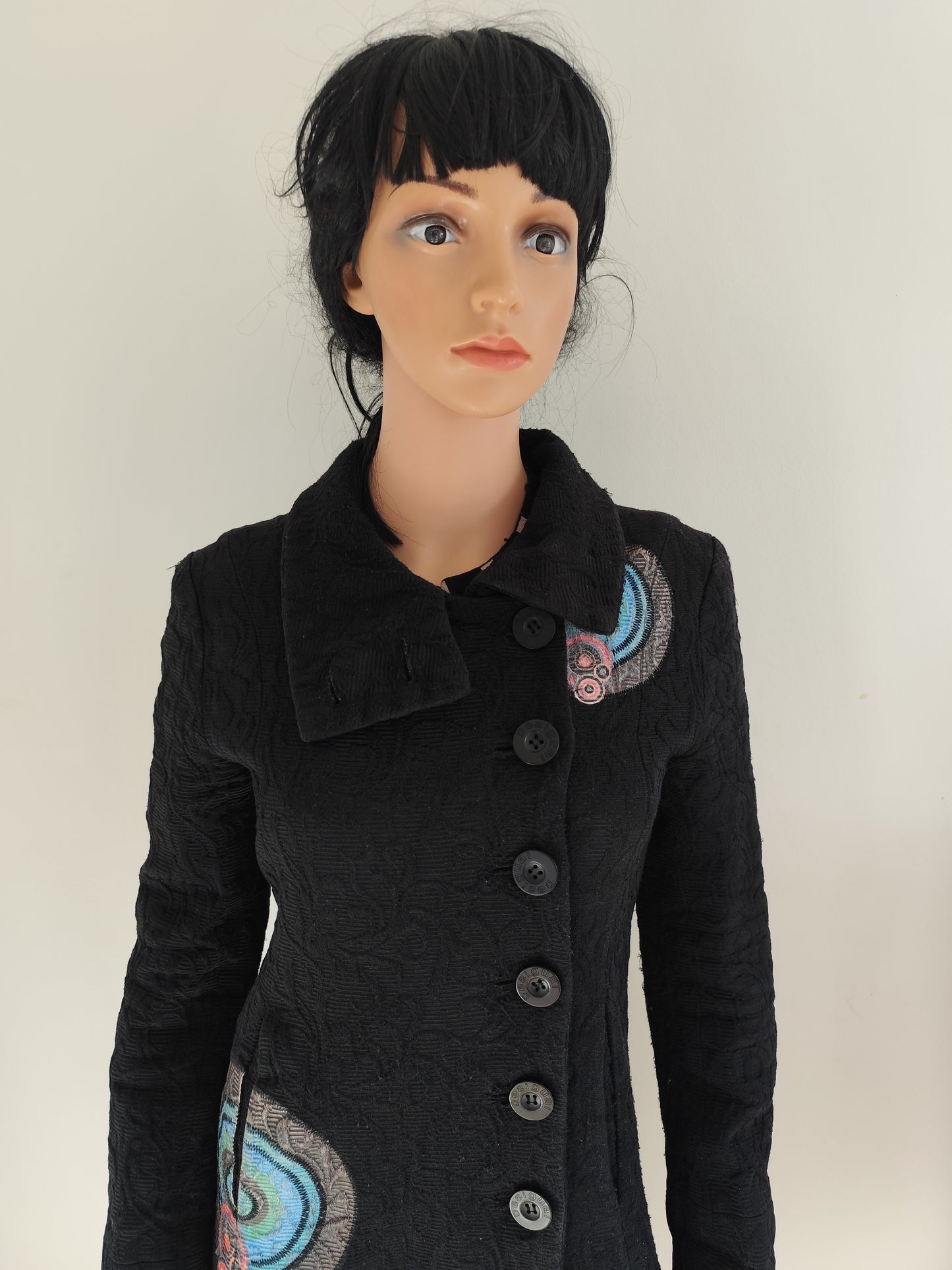 Manteau Desigual noir brodé – T. 38 (convient 36/38)