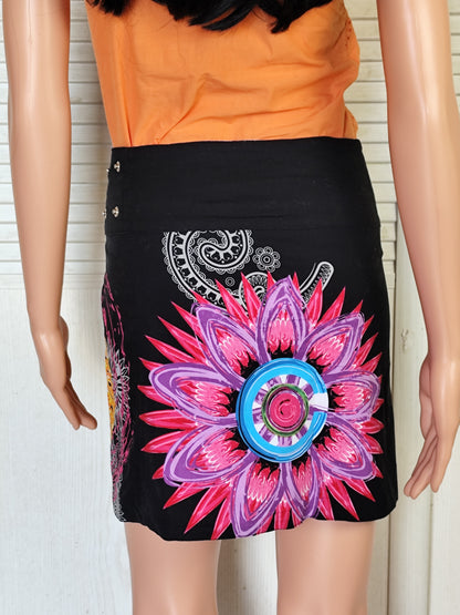 Jupe réversible Coton du Monde motifs mandalas - Taille unique