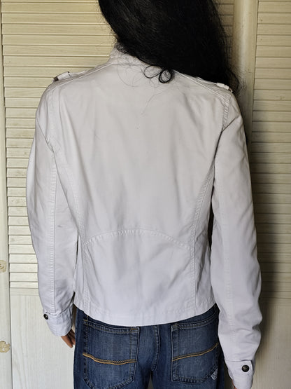 Veste officier blanche en denim Active Wear - Détails militaires - Taille 38/40